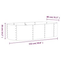 vidaXL Hochbeet Pulverbeschichteter Stahl 152x80x36 cm Silbern