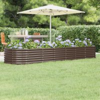 WOWONA Hochbeet Pulverbeschichteter Stahl 296x80x36 cm Braun
