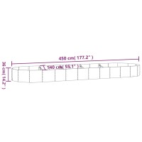 vidaXL Hochbeet Pulverbeschichteter Stahl 450x140x36 cm Grau