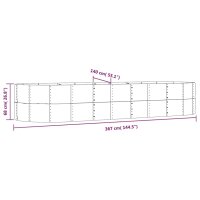 vidaXL Hochbeet Silbern 367x140x68 cm Pulverbeschichteter Stahl