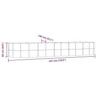 vidaXL Hochbeet Grau 447x140x68 cm Pulverbeschichteter Stahl