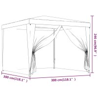 vidaXL Partyzelt mit 4 Mesh-Seitenw&auml;nden Blau 3x3 m HDPE