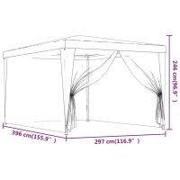 vidaXL Partyzelt mit 4 Mesh-Seitenw&auml;nden Gr&uuml;n 3x4 m HDPE