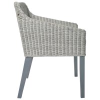 vidaXL Esszimmerst&uuml;hle mit Kissen 2 Stk. Grau Natur Rattan