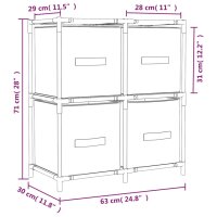 vidaXL Kommode mit 4 K&ouml;rben aus Stoff Grau 63&times;30&times;71 cm Stahl