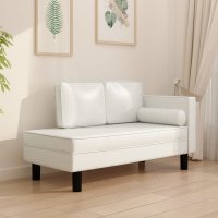 vidaXL Chaiselongue mit Kissen und Nackenrolle Creme...