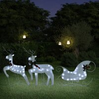 vidaXL Rentier mit Schlitten Weihnachtsdekoration 60 LEDs...