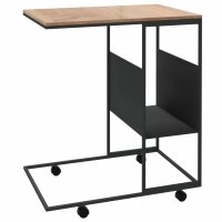 vidaXL Beistelltisch mit Rollen Schwarz 55x36x63,5 cm Holzwerkstoff