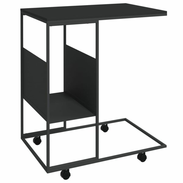 vidaXL Beistelltisch mit Rollen Schwarz 55x36x63,5 cm Holzwerkstoff