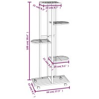 vidaXL Blumenständer 5-Etagen mit Rollen 44x23x100 cm Weiß Eisen