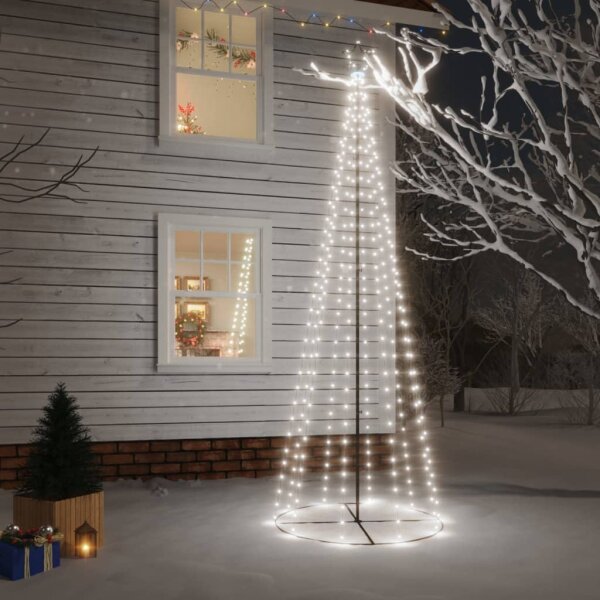 vidaXL LED-Weihnachtsbaum Kegelform Kaltwei&szlig; 310 LEDs 100x300 cm