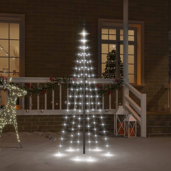 vidaXL LED-Weihnachtsbaum f&uuml;r Fahnenmast Kaltwei&szlig; 108 LEDs 180 cm