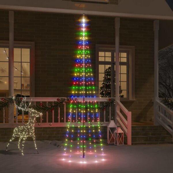 vidaXL LED-Weihnachtsbaum f&uuml;r Fahnenmast Mehrfarbig 310 LEDs 300 cm