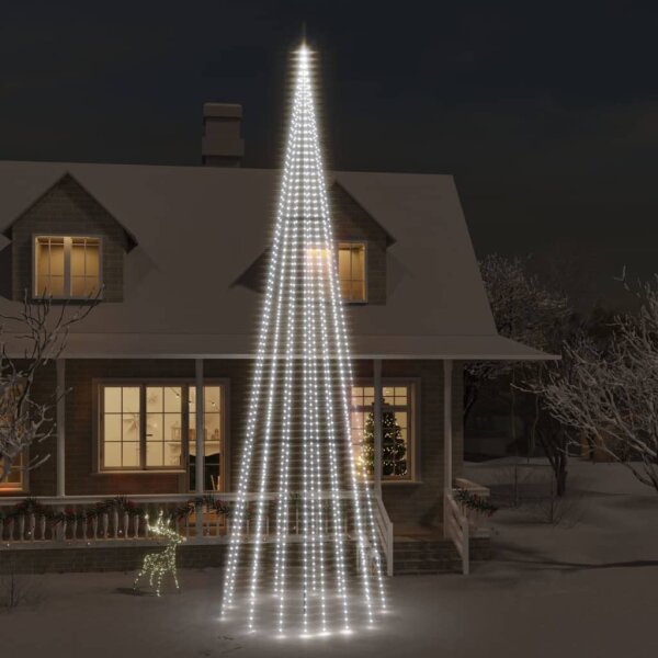 vidaXL LED-Weihnachtsbaum f&uuml;r Fahnenmast Kaltwei&szlig; 1134 LEDs 800 cm