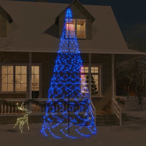 vidaXL LED-Weihnachtsbaum f&uuml;r Fahnenmast Blau 1400 LEDs 500 cm