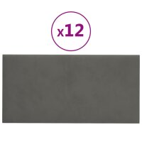 vidaXL Wandpaneele 12 Stk. Dunkelgrau 30x15 cm Samt 0,54 m&sup2;