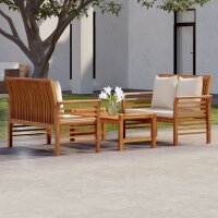 vidaXL 3-tlg. Garten-Lounge-Set mit Kissen Massivholz Akazie