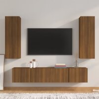 vidaXL 4-tlg. TV-Schrank-Set Braun Eichen-Optik...