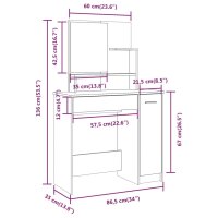 vidaXL Schminktisch mit Spiegel Wei&szlig; 86,5x35x136 cm