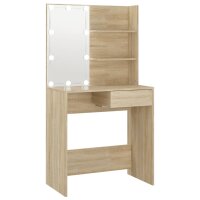 vidaXL Schminktisch mit LEDs Sonoma-Eiche 74,5x40x141 cm Holzwerkstoff