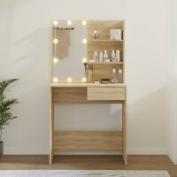 vidaXL Schminktisch mit LEDs Sonoma-Eiche 74,5x40x141 cm Holzwerkstoff