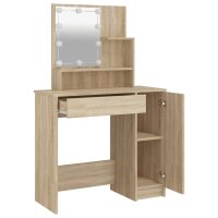 vidaXL Schminktisch mit LED Sonoma-Eiche 86,5x35x136 cm