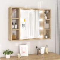 vidaXL Spiegelschrank mit LED Sonoma-Eiche 76x15x55 cm