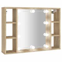 vidaXL Spiegelschrank mit LED Sonoma-Eiche 76x15x55 cm