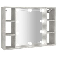 vidaXL Spiegelschrank mit LED Betongrau 76x15x55 cm