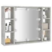 vidaXL Spiegelschrank mit LED Betongrau 76x15x55 cm