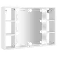 vidaXL Spiegelschrank mit LED Hochglanz-Wei&szlig; 76x15x55 cm