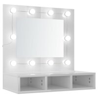 vidaXL Spiegelschrank mit LED Hochglanz-Wei&szlig; 60x31,5x62 cm