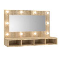 vidaXL Spiegelschrank mit LED Sonoma-Eiche 90x31,5x62 cm