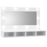 vidaXL Spiegelschrank mit LED Hochglanz-Wei&szlig; 90x31,5x62 cm