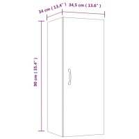 vidaXL Wandschrank Betongrau 34,5x34x90 cm Holzwerkstoff