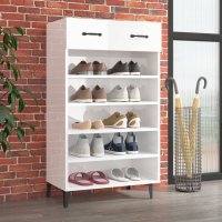 vidaXL Schuhschrank Hochglanz-Weiß 60x35x105 cm...