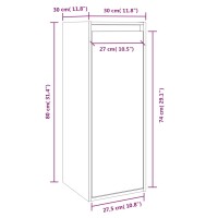 vidaXL Wandschrank Honigbraun 30x30x80 cm Massivholz Kiefer