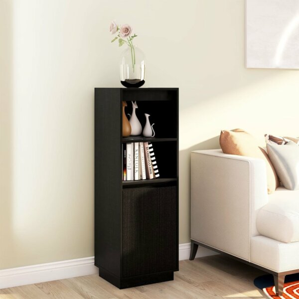 vidaXL Highboard Schwarz 37x34x110 cm Massivholz Kiefer