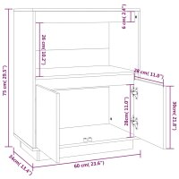 vidaXL Sideboard Grau 60x34x75 cm Massivholz Kiefer