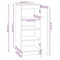 vidaXL Schuhschrank Wei&szlig; 35x35x80 cm Massivholz Kiefer