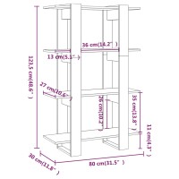 vidaXL B&uuml;cherregal/Raumteiler Grau Sonoma 80x30x123,5 cm