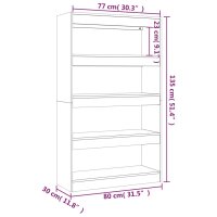 vidaXL Bücherregal/Raumteiler Braun Eiche 80x30x135 cm Holzwerkstoff