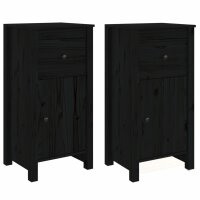 vidaXL Sideboards 2 Stk. Schwarz 40x35x80 cm Massivholz Kiefer