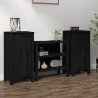 vidaXL Sideboards 2 Stk. Schwarz 40x35x80 cm Massivholz Kiefer