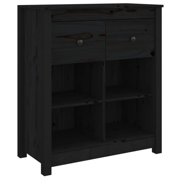 vidaXL Sideboard Schwarz 70x35x80 cm Massivholz Kiefer