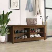 vidaXL Schuhbank Honigbraun 110x38x45,5 cm Massivholz Kiefer