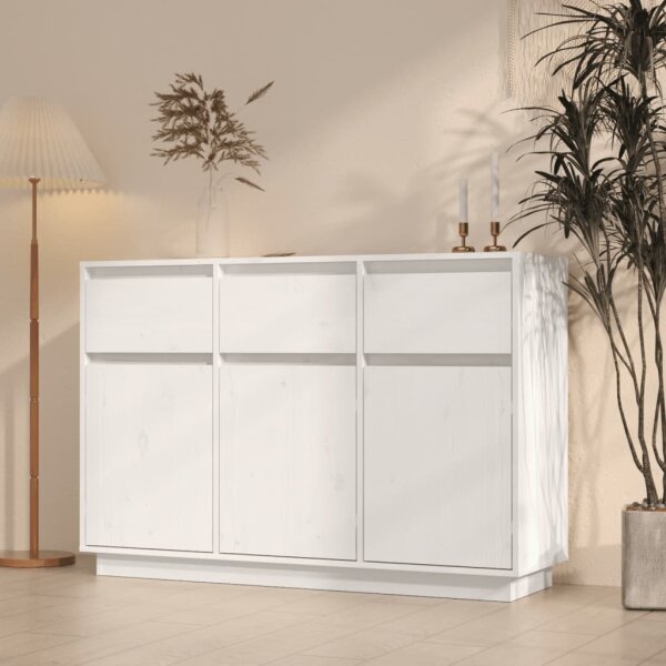 vidaXL Sideboard Wei&szlig; 110x34x75 cm Massivholz Kiefer