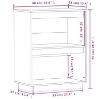 vidaXL Beistellschrank Schwarz 60x34x75 cm Massivholz Kiefer