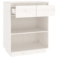 vidaXL Beistellschrank Wei&szlig; 60x34x75 cm Massivholz Kiefer