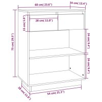 vidaXL Beistellschrank Wei&szlig; 60x34x75 cm Massivholz Kiefer